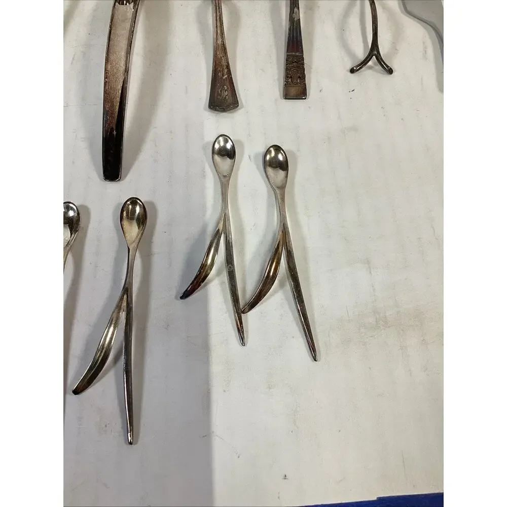 Lot Of 15 Vintage Antique Utensils and A Leaf Bowl